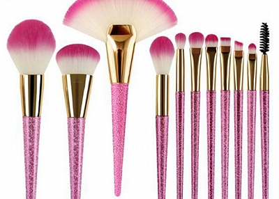 cheap 11pcs pink makeup brush set private label