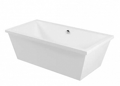 Chryseis White Pure Acrylic Rectangle Center Drain Freestanding Bathtub