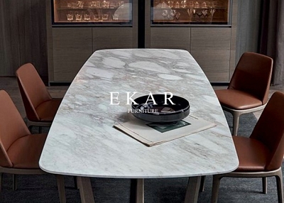 Modern Style Set Rectangle Marble Dining Table