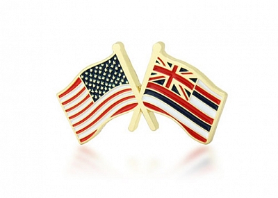 Hawaii and USA Crossed Flag Pins