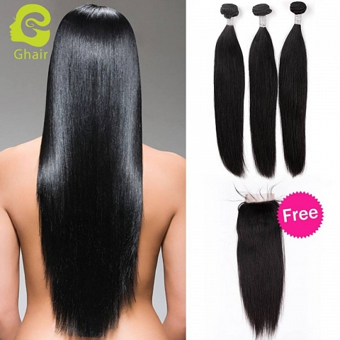 Ghairs Peruvian bundle natural black, 10-30'', all texture