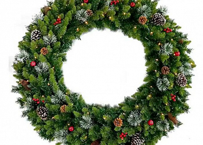 CHRISTMAS WREATH WITH RICH PINE CONE DECORATION-WD21120