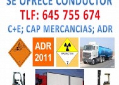 Conductor C+E, CAP de MERCANCIAS y ADR 2011 (mercancías peligrosas),