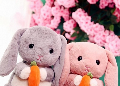 HOLDING RADISH RABBIT STUFFED ANIMAL