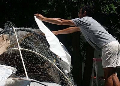 Chicken Wire Sculpture Used as Frame for Plants, Floats
