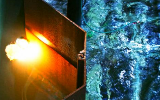 Laser cutting of sheet piling underwater.