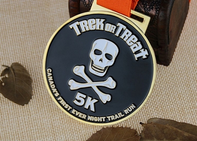 Custom Race Medals for Night Trail Run-Human Skeleton